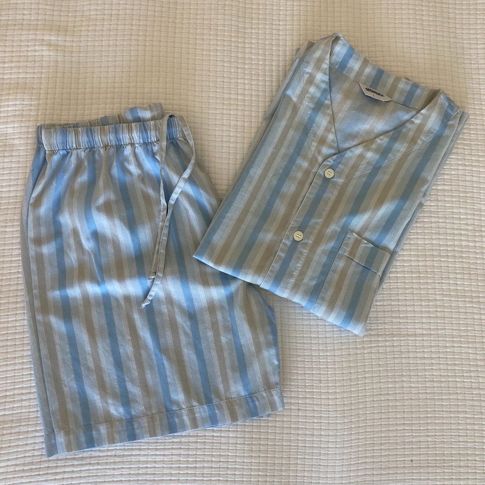Grigio Perla Men's Pajama Set Stripped Shorts top PJs L
